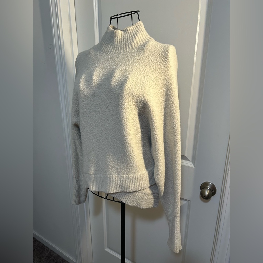 Express Cozy‎ Cream Turtleneck Sweater with Crossover Hem
